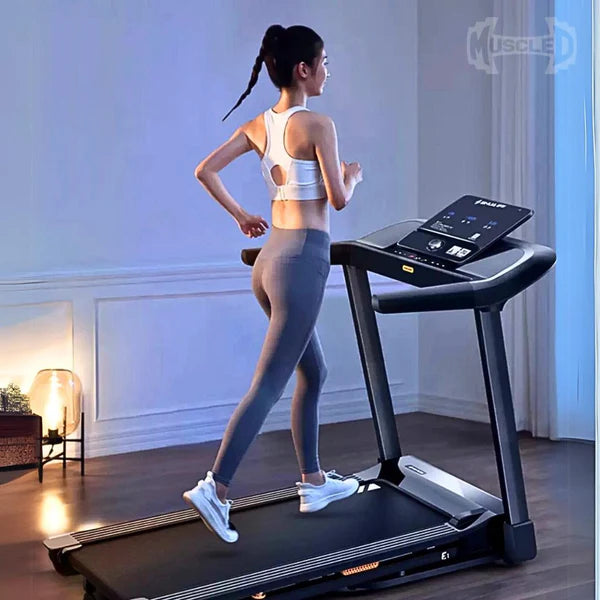 Muscle D Fitness Pro-Home Light Commercial Folding Treadmill with LED Display, Heart Rate Monitor & Safety Clip