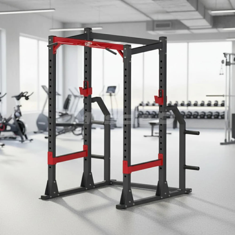 Muscle D Fitness - Compact Power Cage - Adjustable Squat Rack - Gym Storage - Chin up Bar - Home Gym