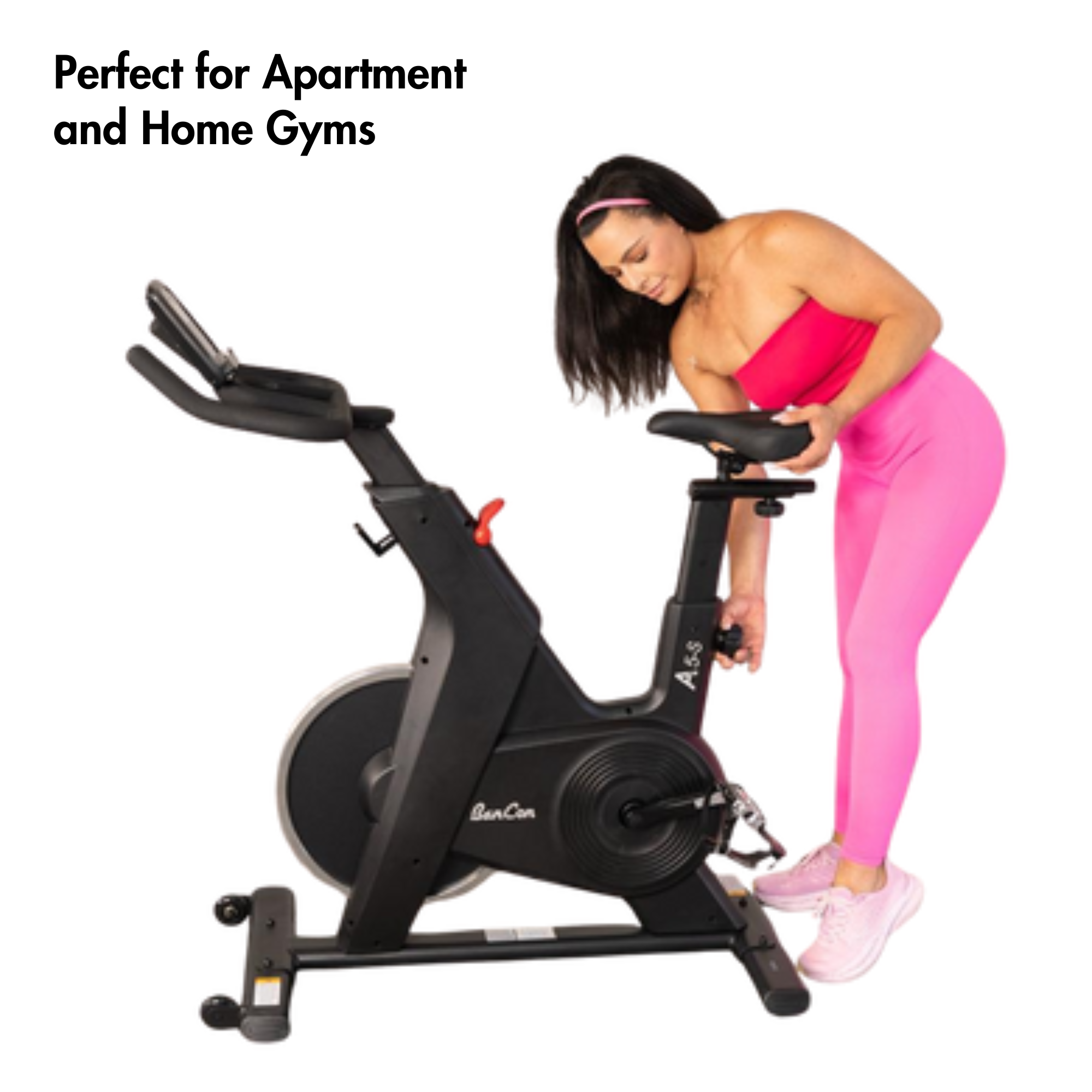 Muscle D Fitness Pro-Home Light Commercial Upright Bike - LED Display & Heart Rate Monitor with Adjustable Seat - On Wheels for Easy Movement