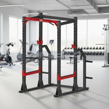 Muscle D Fitness - Compact Power Cage - Adjustable Squat Rack - Gym Storage - Chin up Bar - Home Gym