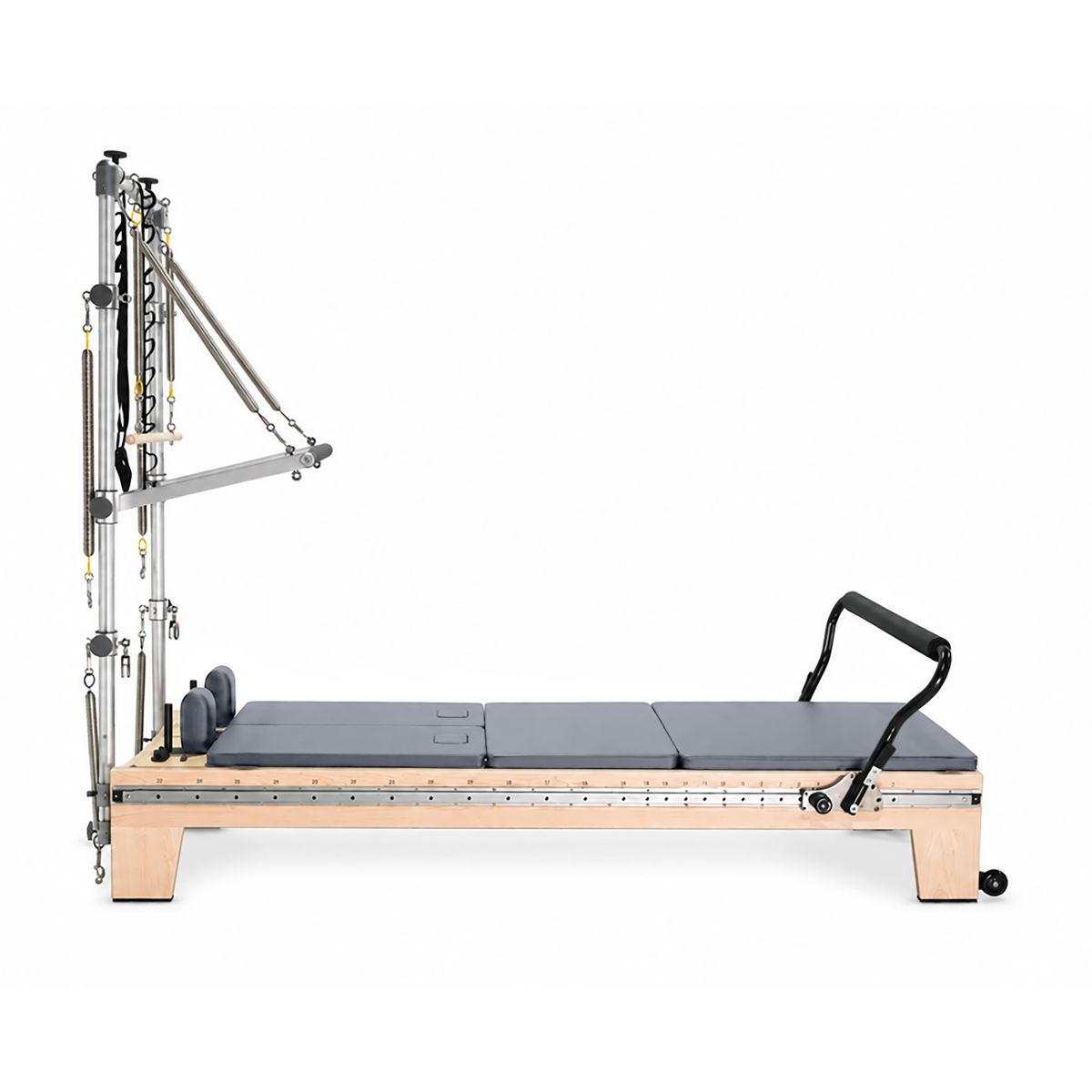 Elina Pilates Twin Reformer with aluminum tower, maple frame