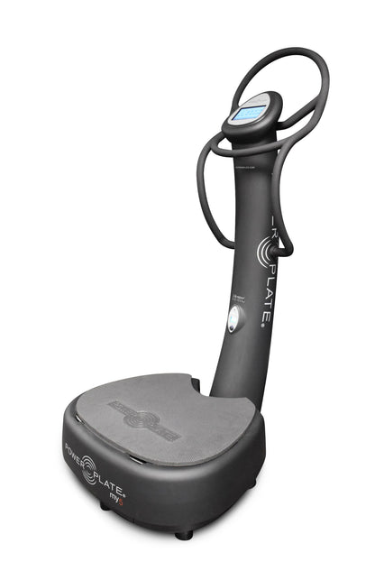 Power Plate my5 vibration plate (2026 model), angled view on white background