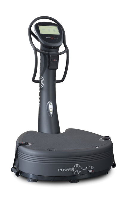 Power Plate pro8 commercial vibration plate, angled view on white background